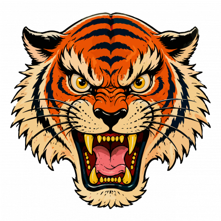 Sterling Tiger Cottages tiger head roaring illustration